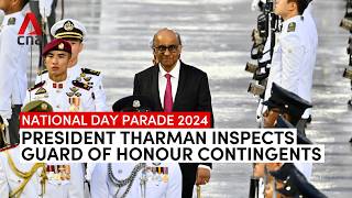 NDP 2024 Singapore President Tharman inspects Guard of Honour contingents [upl. by Plumbo]