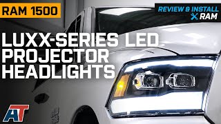 20092018 RAM 1500 LUXXSeries LED Projector Headlights Black Housing Review amp Install [upl. by Nodnahs478]