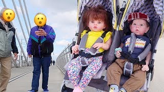 Strangers React to Twin Toddler Reborns on Outing in Baby Doll Stroller [upl. by Schroeder]