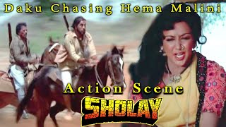 Daku Chasing Hema Malini  Action Scene  Sholay Hindi Movie [upl. by Euhc]