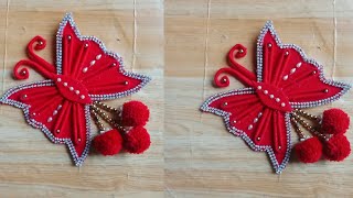 How to make woolen bautter fly Wall hangingDIY woolen wall decoration ideas for diwali ।। [upl. by Honor992]