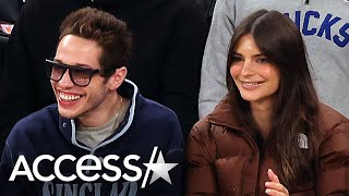 Pete Davidson amp Emily Ratajkowski Laugh Together at Knicks Game [upl. by Nie274]