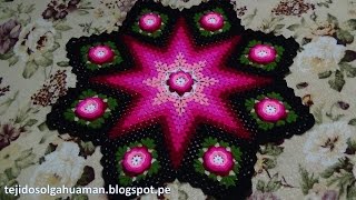 Tapete o Carpeta tejido a crochet de 8 cuadrados con flores paso a paso video 1 [upl. by Eaves912]