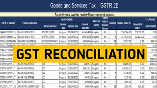 How to reconciliation Gstr2B in excel  Gstr 2b reconciliation kaise kare  Gst Reconciliation [upl. by Katlin40]