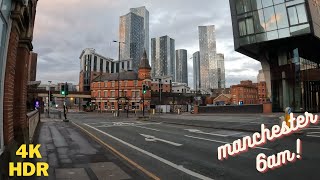 Morning street walk in Manchester the most diverse city in England4K HDR [upl. by Erdied]