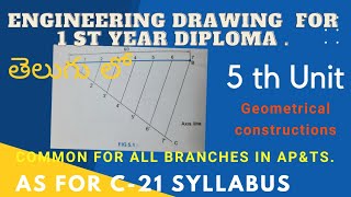 Engineering Drawing 5unit Geometrical constructions in telugu 52 topic common for all dip branches [upl. by Yonina]