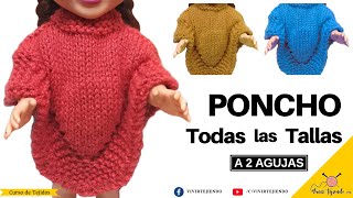 🌈 Tejidos a DOS AGUJAS 👘 PONCHO Paso a Paso con Punto Jersey Todas las Tallas [upl. by Jefferson146]