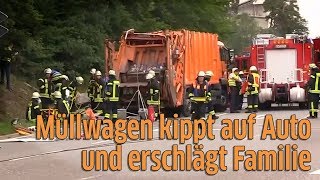 Nagold in BadenWürtemberg Müllwagen kippt auf Auto und erschlägt Familie [upl. by Casimire]