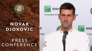 Novak Djokovic  Press Conference after Quarterfinals  RolandGarros 2020 [upl. by Rodolphe]