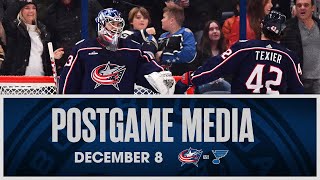 Jet Greaves Earns FIRST NHL WIN as Blue Jackets Down St Louis Blues 52  Postgame Media 12823 [upl. by Toddie]