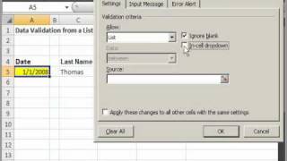 Data Validation with a List  Only allow values contained in a list to be entered into a cell [upl. by Dougald]