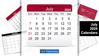 July 2024 Calendar  123FreeVectors [upl. by Williams]