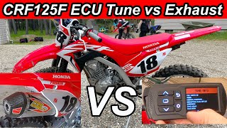 CRF125f Dynojet Power Vision 3 vs Exhaust Mod [upl. by Eldnik]