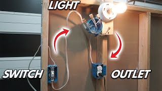 How To Wire A Single Pole Switch To A Light Fixture With An Outlet On The Same Circuit DIY Tutorial [upl. by Letniuq770]