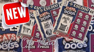 Brand New £2 Lottery Scratch Cards £60 of the Cats Vs Dogs cards a fun looking new card [upl. by Akemahs223]