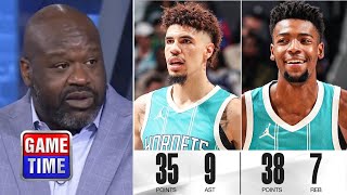 NBA Gametime reacts to Brandon Miller amp LaMelo Ball combine for 73 Pts help Hornets defeat Pistons [upl. by Cordy]