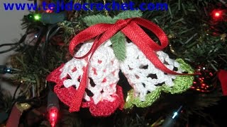 CAMPANAS de navidad en tejido crochet o ganchillo tutorial paso a paso Moda a Crochet [upl. by Bailie548]