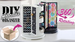 DIY ROTATING JEWELLERY ORGANIZER ADORABLE IDEA  Cute Organizer Tutorial [upl. by Aelak]