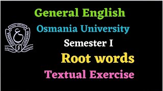 Root Words Degree sem 1 English grammar textual Exercises Osmania University [upl. by Aihtekal]