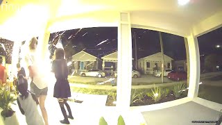 Firework Thrown From Truck Explodes Near Front Porch [upl. by Yrrehc]