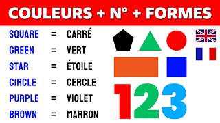 Lesson 2 ✪ Les Couleurs Formes et Chiffres en Anglais 📚 Colors Shapes and Numbers in English ✔ [upl. by Jacoba]