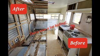 Vintage Camper Remodel Part 1 Timelapse Shasta Tear Down [upl. by Llenwahs]