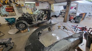 Corvette body work c3 corvette fiberglass Crack repair [upl. by Enileda]