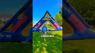 Opening my Backyard Waterpark Mega Slide [upl. by Suoirtemed]