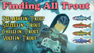 Trout Farming Botw  Stealthfin Trout Voltfin Trout Sizzlefin Trout amp Chillfin Trout [upl. by Aras]