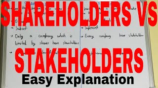 Shareholders vs StakeholdersDifference between shareholder and stakeholderShareholders stakeholder [upl. by Nomolas]