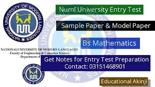 NUML Entry Test Preparation 2024  Numl Entry Test Paper Pattern Syllabus Bs Mathematics [upl. by Rossing]