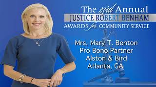 23rd Annual Justice Robert Benham Awards for Community Service Award Recipient – Mary Benton [upl. by Hutson329]