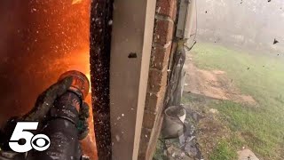 Firefighters bodycam shows battling housefire firsthand [upl. by Fritzsche905]