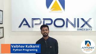 Testimonial from Vaibhav Kulkarni on Python Programing at Apponix Technologies [upl. by Kirsten]