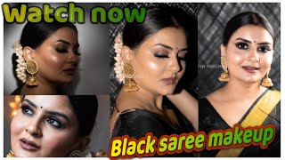 Black Saree Makeup Look  Party makeup  INDN WEDDING GUEST MAKEUP TUTORIAL  Smokey Eye [upl. by Biggs]