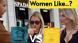 Women React to NEW Versace Eros Energy VS Versace Eros EDP [upl. by Lodge772]