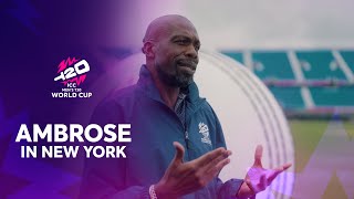 Curtly Ambrose visits Nassau County International Cricket Stadium in New York  T20WC 2024 [upl. by Ieso]