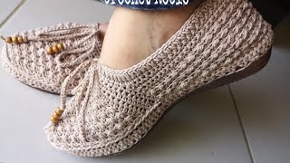 ZAPATOS TEJIDOS A CROCHET con medio pilar doble combinado Has de tú hobby un EMPRENDIMIENTO 61💓 [upl. by Rovit]