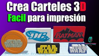 🔥Crea carteles para imprimir en 3D facil sin saber modelar😉impresión 3D [upl. by Alethea]