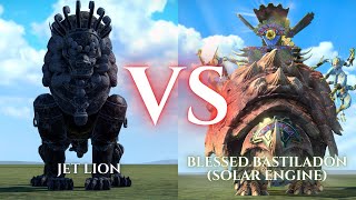 WARHAMMER III Total War  Jet Lion VS Blessed Bastiladon Solar Engine [upl. by Erdah]