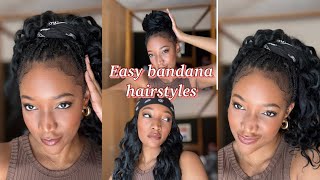 QUICK amp EASY BANDANA HAIRSTYLES ON BRAIDS [upl. by Tina979]