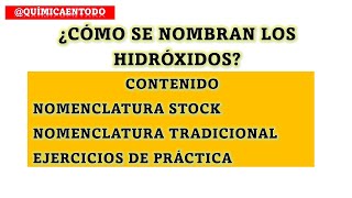 NOMENCLATURA DE HIDRÓXIDOS ¿COMO SE NOMBRAN LOS HIDRÓXIDOS [upl. by Meneau]