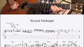 Round Midnight  Tab Solo Jazz Guitar [upl. by Leihcim765]