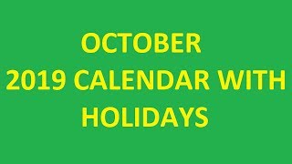 October 2019 Calendar with Holidays [upl. by Mansfield]