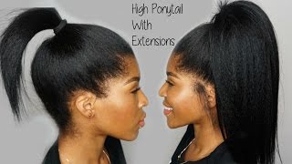 High Ponytail using Clip ins Ft KnappyHair Extensions [upl. by Ahsimed577]