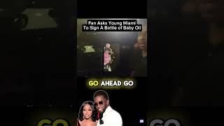 Fan Asks Young Miami to Sign a Bottle of Baby Oil 😂🧴💀diddy yungmiami funny [upl. by Nnylacissej237]