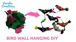 DIY Bird Wall Hanging for Home Decoration from Waste Old Clothes [upl. by Sine]