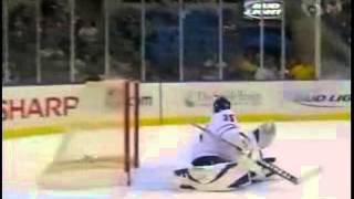 200708  Leafs  Islanders  Vesa Toskala Lets in 197ft Shot [upl. by Dazhehs]