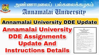 Annamalai University DDE Assignments And Instructions Full Details 👍 [upl. by Strauss219]