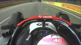 Liam Lawsons calm reaction making Q3 at Singapore GP 2023 while onboard [upl. by Field]